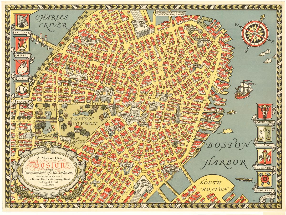 Mapa antigo de Boston