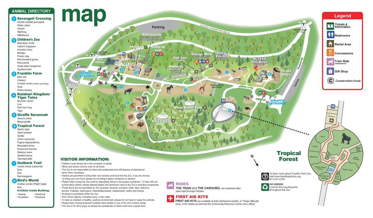 Mapa do Parque Zoológico de Boston