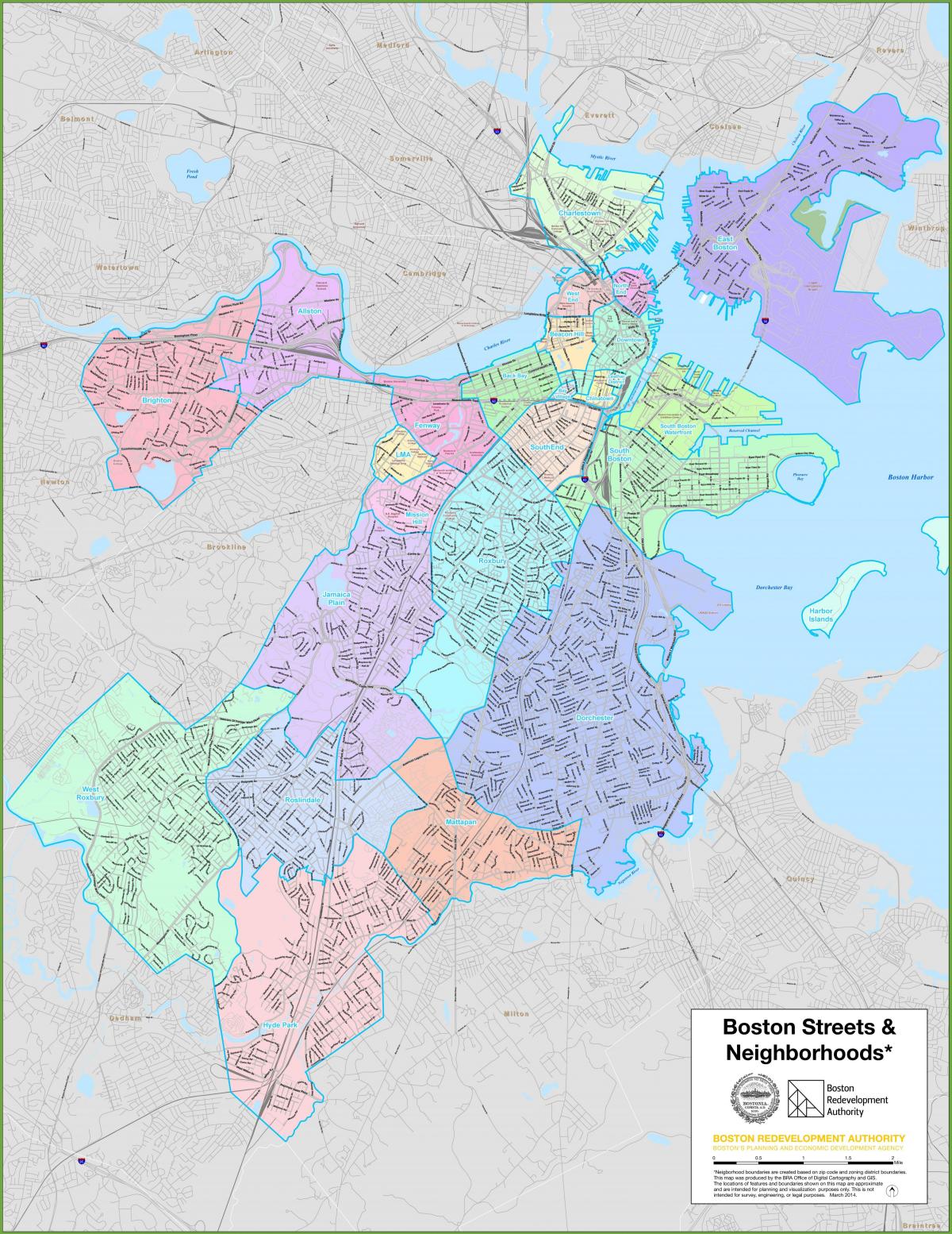 Mapa dos bairros de Boston